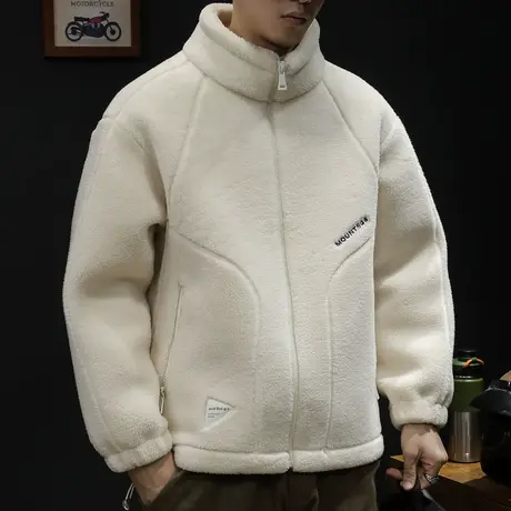 羊羔绒外套男超厚2023新款冬季宽松立领加厚男士夹克秋冬衣服潮牌图片