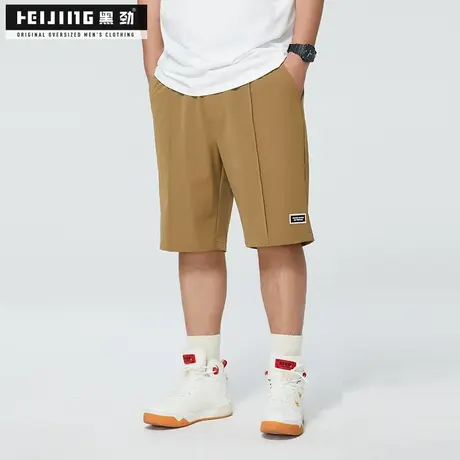 黑劲大码潮牌短裤男装夏季加肥加大直筒裤宽松胖哥休闲运动五分裤商品大图