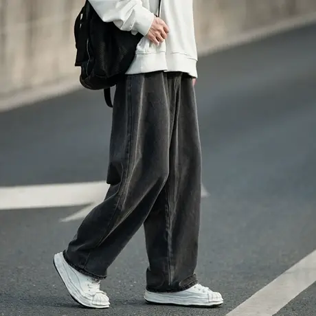 直筒牛仔裤男士夏季薄款美式潮牌复古宽松阔腿休闲长裤子男生春秋商品大图