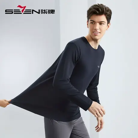 【含莫代尔】柒牌男士长袖T恤春季新款时尚休闲柔软舒适圆领上衣图片