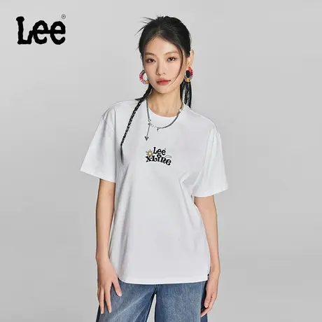 Lee24早春新品Oversize卡通图案印花白色女短袖T恤LWT0082234LE图片