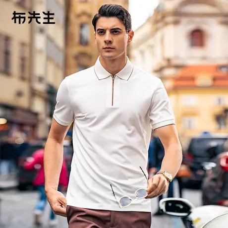 MrBu布先生撞色专利翻领桑蚕丝t恤男2024夏季凉感男士短袖AT15062商品大图