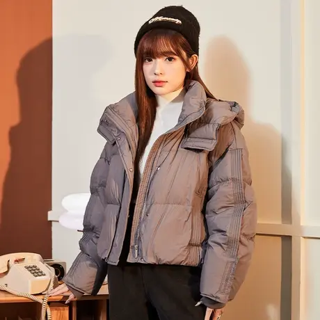 唐狮2024新款秋冬女羽绒服短款短上衣连帽保暖显比例潮流时尚2.8图片