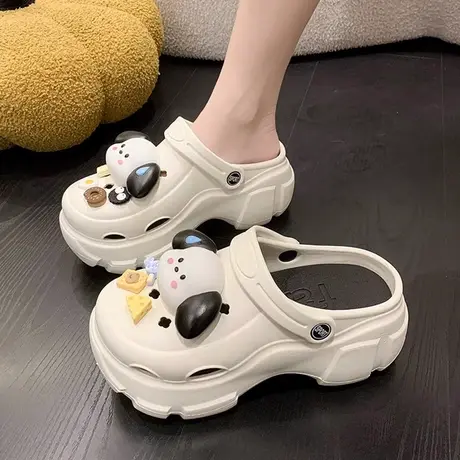 可爱小狗拖鞋女士夏外穿厚底增高网红爆款洞洞鞋2024新款包头凉鞋图片