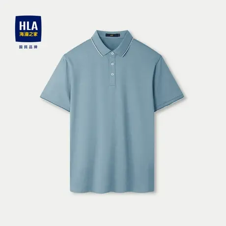 HLA/海澜之家含桑蚕丝翻领短袖Polo24春夏新款商务休闲凉感短袖男图片