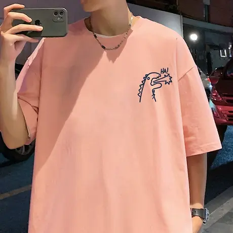 纯棉短袖t恤男夏季2024新款宽松ins潮牌男生体恤大码情侣高街半袖商品大图