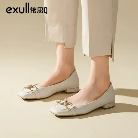 依思q法式玛丽珍鞋女2023秋冬新款小香风女鞋一脚蹬低跟浅口单鞋商品大图