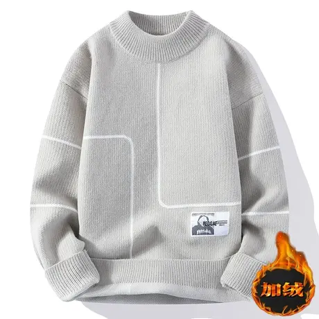 半高领毛衣男秋冬季2023新款打底针织衫潮流青少年加绒加厚线衣服商品大图