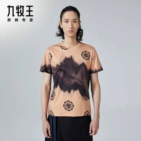[时尚秀款]九牧王男装短袖T恤秋冬新款印花圆领短袖上衣男DN图片