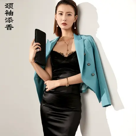颈袖添香2023秋季羊毛小西装外套女气质西服女士职业装正装图片