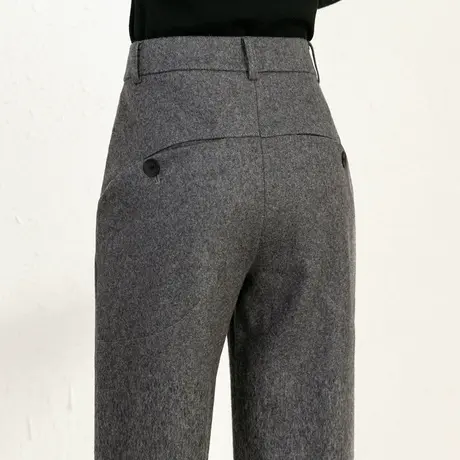 毛呢裤女秋冬烟管裤羊毛女裤九分裤子女士2023新款羊绒外穿哈伦裤商品大图