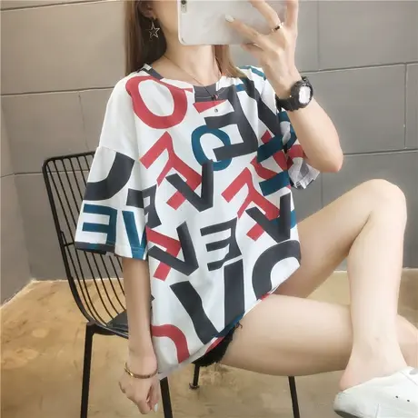 2023夏港风t恤女夏潮网红中长款宽松女泫雅风ins超火女短袖上衣潮图片