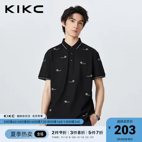 kikcpolo衫男2023春夏新款商场同款字母图案印花高端商务短袖保罗图片