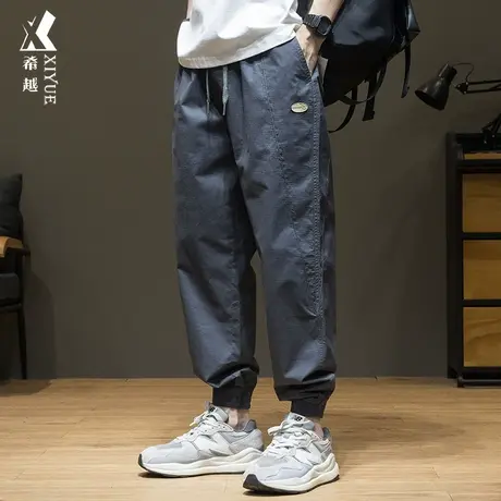 希越秋冬潮牌痞帅束脚休闲裤男生夏季九分裤宽松大码潮流运动裤子商品大图