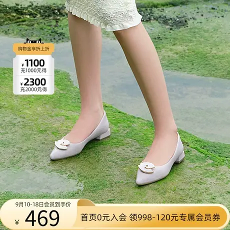 哈森2023年秋季新品商场同款商务通勤方跟尖头饰扣女单鞋HS230702图片