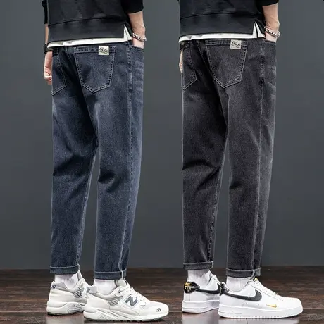 直筒牛仔裤男士秋冬款潮流宽松水洗蓝色2023新款男裤子冬季休闲裤商品大图