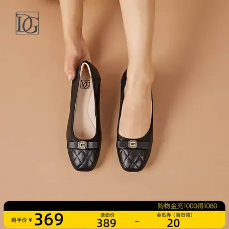 真皮妈妈鞋子黑色浅口低跟单鞋女2023春秋季新款粗跟软皮舒适皮鞋商品大图