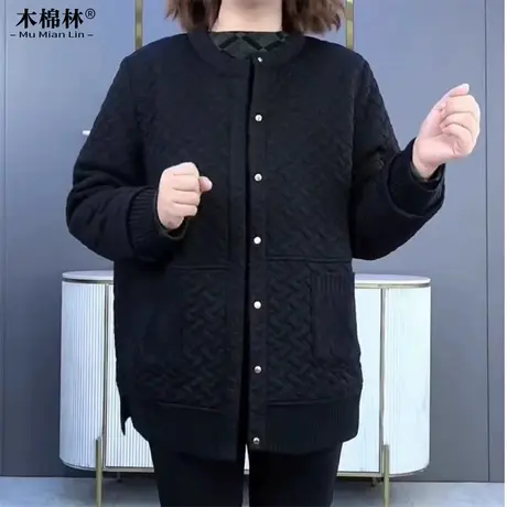 加肥加大春冬保暖棉服外套洋气宽松休闲时尚短款棉袄女士百搭长袖图片
