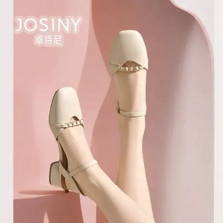 卓诗尼女鞋2024夏款新款包头凉鞋女粗跟高跟鞋商场同款4J1A30552图片