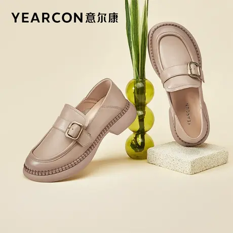 意尔康女鞋正品春季新款女士真皮套脚乐福鞋软底舒适轻便妈妈鞋图片