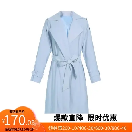 【艾格】中长款风衣女2023春季新款雪纺长袖工装外套大衣官方旗舰商品大图