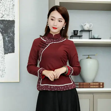 筠雅唐装棉服女盘扣小棉袄棉衣加棉旗袍上衣复古中国风女装冬装商品大图