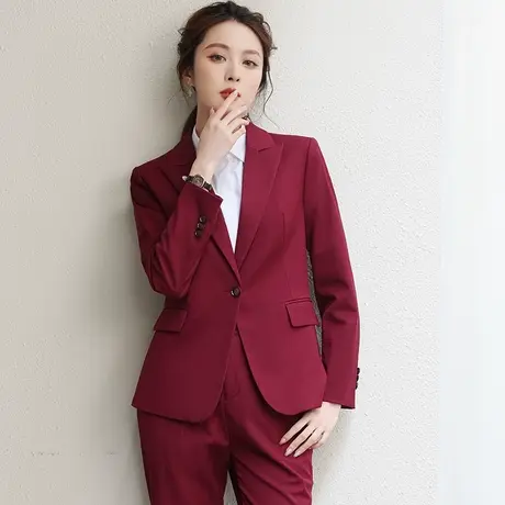 红色西装休闲韩版气质小西装上衣面试正装小个子工作服西服套装新图片