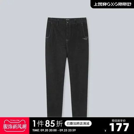 YATLAS亚锐男装2020冬季商场同款黑色牛仔裤男潮图片