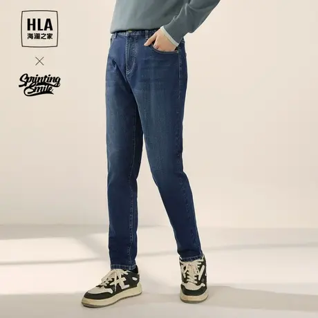 HLA/海澜之家SPRINTING SMILE系列牛仔裤23秋冬新水洗拉链裤子男商品大图