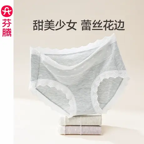 芬腾女士防螨内裤抗菌纯棉内裆中腰三角裤女款性感蕾丝透气短裤头图片