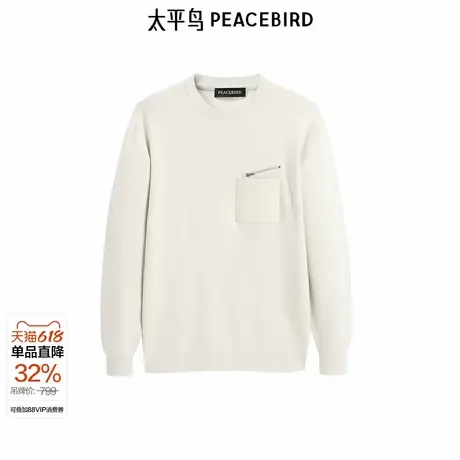 【商场同款】太平鸟男装 圆领休闲毛衣保暖工装针织衫 B1EBE4240图片