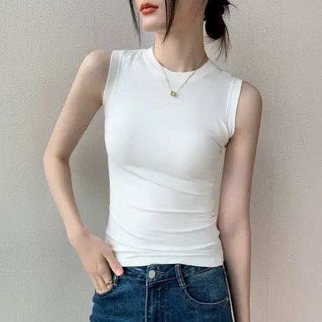 歌倍尚圆领无袖内衣女2025春季新款遮副乳上衣修身背心内搭打底衫商品大图