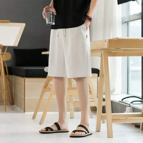 新中式夏季100%亚麻透气短裤轻薄意式百搭那不勒斯休闲裤子潮男士商品大图