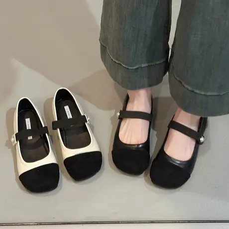 平底单鞋女2025春季新款小香风豆豆鞋法式晚晚温柔配裙子玛丽珍鞋图片