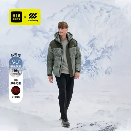 HLA/海澜之家运动sportsday羽绒服24秋冬新连帽拼接白鸭绒外套男商品大图