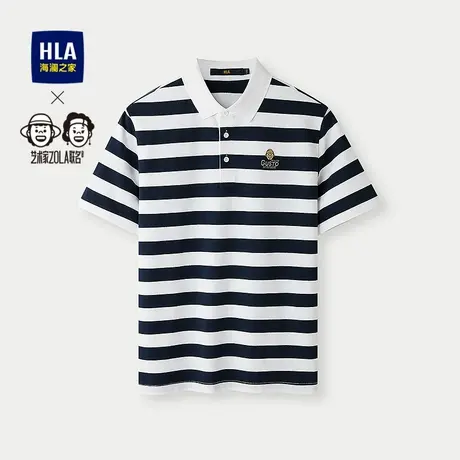 HLA/海澜之家条纹短袖POLO衫25夏季新款艺术家ZOLA联名翻领上衣男商品大图