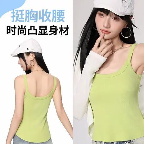 女士纯色基础款打底背心辣妹上衣女外穿夏天内搭吊带美式穿搭薄款商品大图