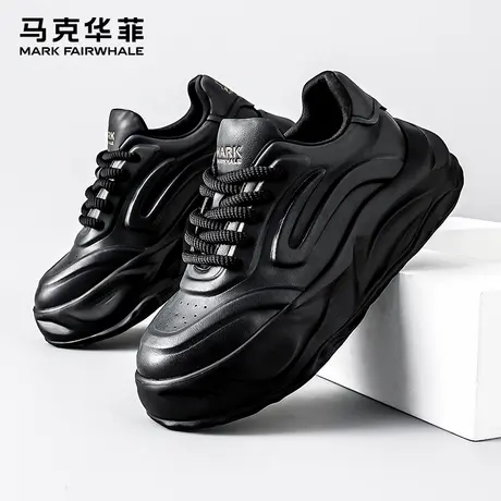 马克华菲男鞋夏季2025新款潮鞋运动休闲鞋男士黑色厚底老爹鞋板鞋商品大图