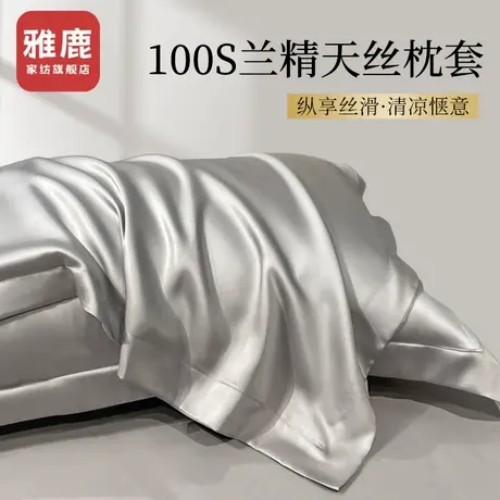 雅鹿天丝夏季枕套真丝枕头套一对装冰丝枕头套48cmx74cm2024新款2商品大图