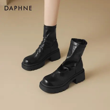 达芙妮瘦瘦短靴女2026新款厚底马丁靴夏季黑色骑士靴新疆旅游靴子商品大图