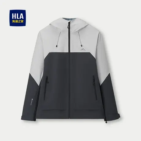 HLA/海澜之家休闲夹克2025秋季新款连帽撞色拼接烫标点缀外套男图片