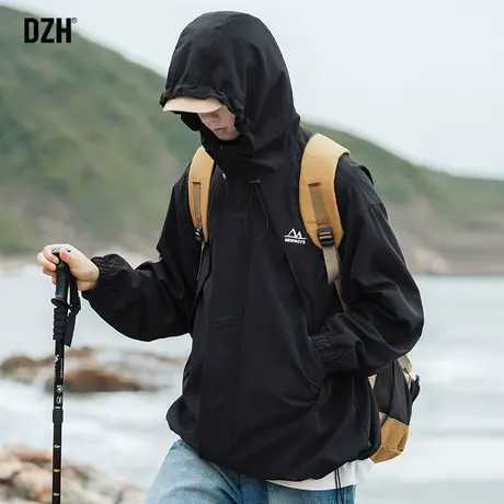 男士黑色户外冲锋衣男款秋季外套潮高级感痞帅休闲防风夹克登山服商品大图