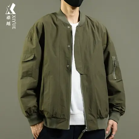 痞帅工装风夹克男款秋季宽松大码多口袋飞行员夹克外套男士上衣潮商品大图