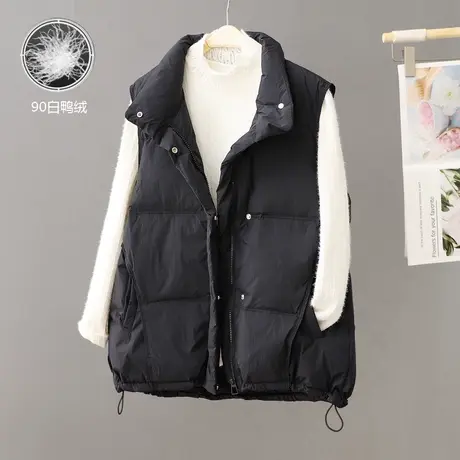 2023冬季新款时尚气质羽绒服马甲背心女纯色白鸭绒保暖外套坎肩潮商品大图
