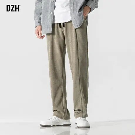 男士卡其色裤子男款秋季美式高街休闲直筒裤垂感高级感2023年新款商品大图