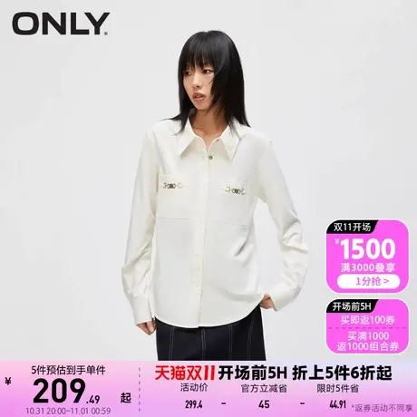 【买5免1】ONLY奥莱秋季新款时尚百搭宽松百搭褶皱翻领长袖衬衫女商品大图