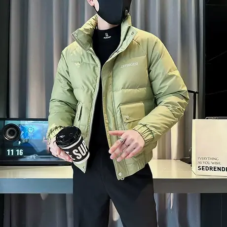 潮牌痞帅男冬季潮流休闲立领短款上衣2023新款男士轻熟冬装外套图片
