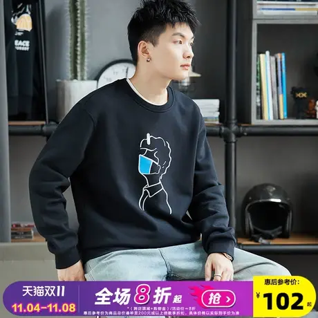 唐狮2022秋冬新款圆领卫衣男前胸图案艺术生秋季上衣潮牌ins卫衣商品大图