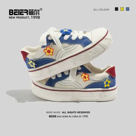 蓓尔女鞋帆布鞋女2023新款夏季透气鞋子休闲女款百搭时尚运动板鞋商品大图