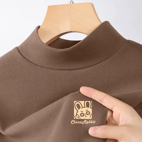 真维斯LIFE德绒半高领打底衫2023新款女秋冬气质高级感内搭上衣女商品大图